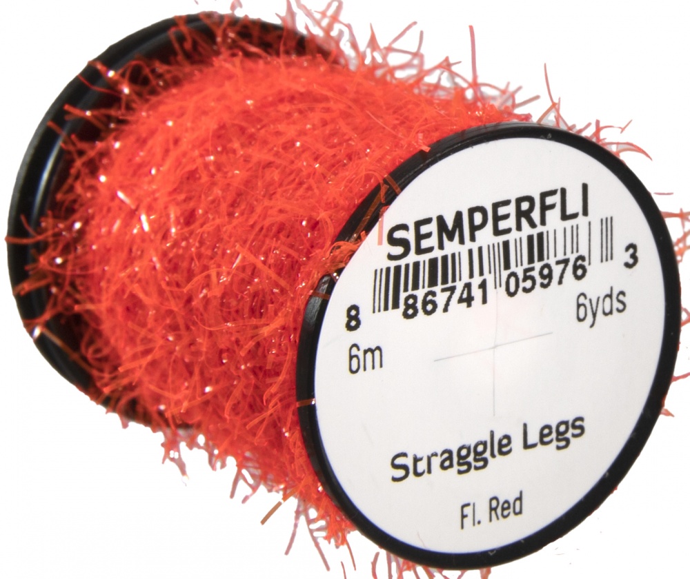 Semperfli Straggle Legs Fluorescent Red Fly Tying Materials (Product Length 6.56 Yds / 6m)